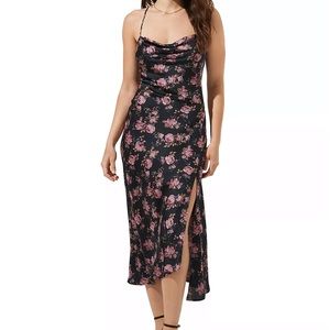 ASTR the Label Floral Strappy Cowl Neck Slip Dress, size Large, worn once.